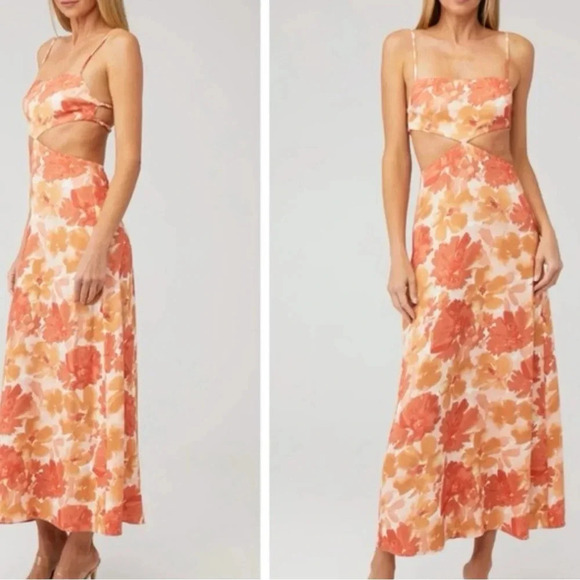 SIGNIFICANT OTHER Maeve Cut-Out Maxi Dress in Scarlett Poppy Floral - Picture 1 of 15